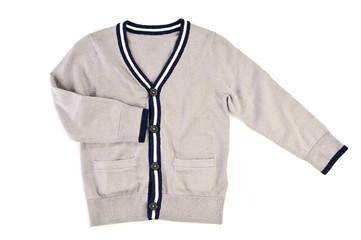 Knitted sweater for boy isolated on white