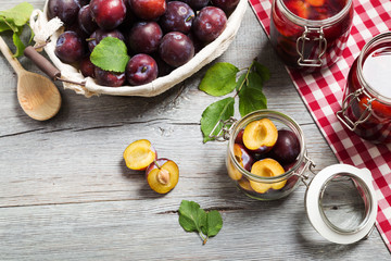 Homemade plum compote