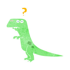retro cartoon confused dinosaur