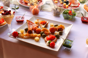 Delicious appetizers on buffet