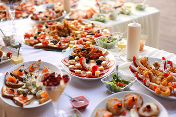 Delicious appetizers on buffet