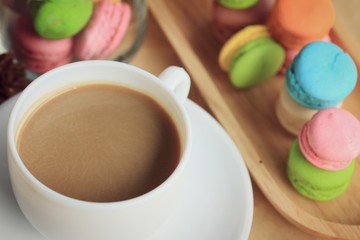 macaroons and hot coffee