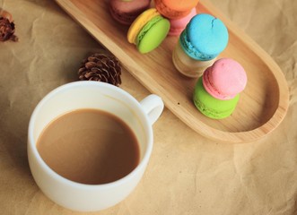macaroons and hot coffee