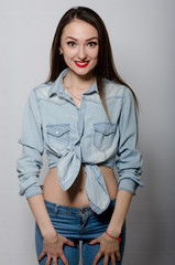 girl in denim outfit