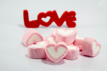 pink heart shape marshmallow