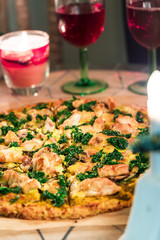 Tasty Healthy Paleo Pizza from Almond Flour, Romantic Evening, Vertical