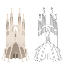  vectors of European monumental cities. 
SAGRADA FAMÍLIA, BARCELONA