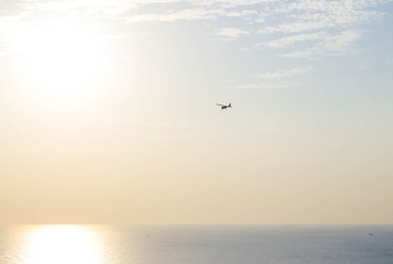private plane on blue sky