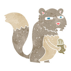 retro cartoon angry squirrel with nut