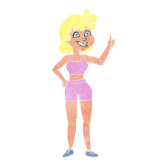 happy gym woman giving thumbs up symbol