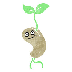 retro cartoon sprouting seed
