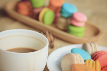macaroons and hot coffee