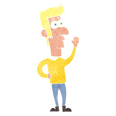 retro cartoon man waving