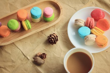 macaroons and hot coffee
