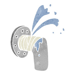 retro cartoon leaky pipe