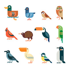 Minimal geometric birds icon set