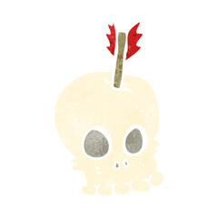 retro cartoon skull with arrow