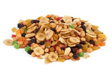 Heap of dried fruits and nuts