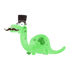 retro cartoon posh dinosaur
