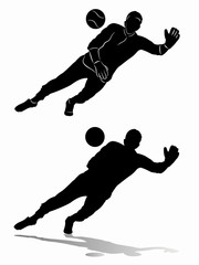 Fototapeta na wymiar Silhouette of soccer goalie, vector draw