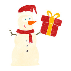 retro cartoon snowman