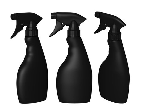 Blank spray bottle packaging set with clipping path