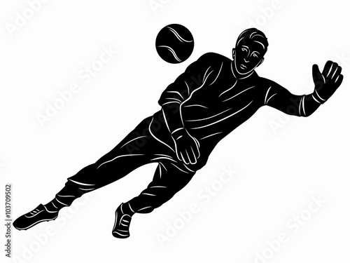 silhouette of soccer goalie vector draw