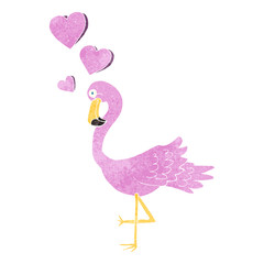 retro cartoon flamingo in love