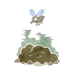 retro cartoon fly and manure