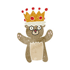 Obraz premium retro cartoon teddy bear wearing crown