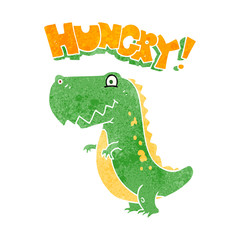 retro cartoon hungry dinosaur