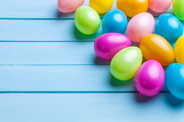 Easter eggs on a wooden background