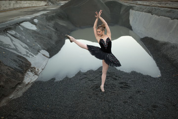 Ballerina on gravel