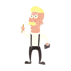 retro cartoon man with notebook