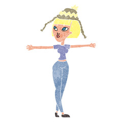 retro cartoon woman wearing hat