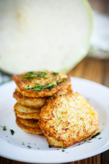 Vegetable fritters with cabbage and dill 