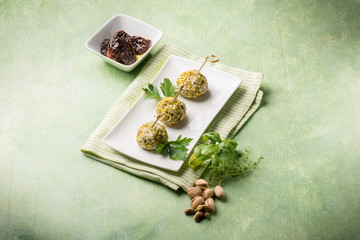 vegetarian meatballs with ricotta dried tomatoes and pistache