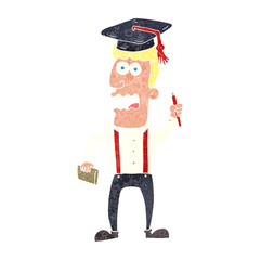 retro cartoon stressed student