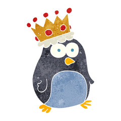 retro cartoon emperor penguin