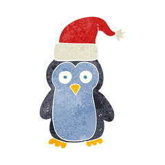 retro cartoon christmas penguin
