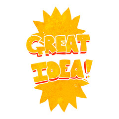 retro cartoon great idea symbol