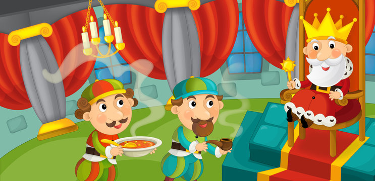 Cartoon king in the castle - illustration for the children