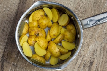 The potato boil in a pot