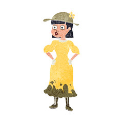 retro cartoon woman in muddy dress