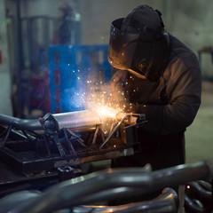 dramatic view of a worker
