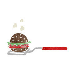 retro cartoon spatula with burger