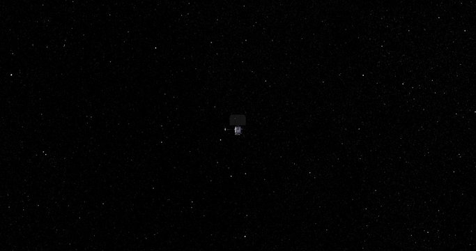 Flyby of Lunar Reconnaissance Orbiter spacecraft as it travels through empty space. Data: NASA/JPL.