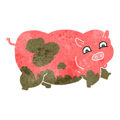 retro cartoon pig