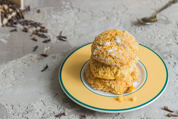 Carrot cookies and cup of tea and Cloves