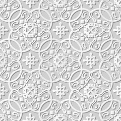 Vector damask seamless 3D paper art pattern background 097 Curve Cross Spiral
